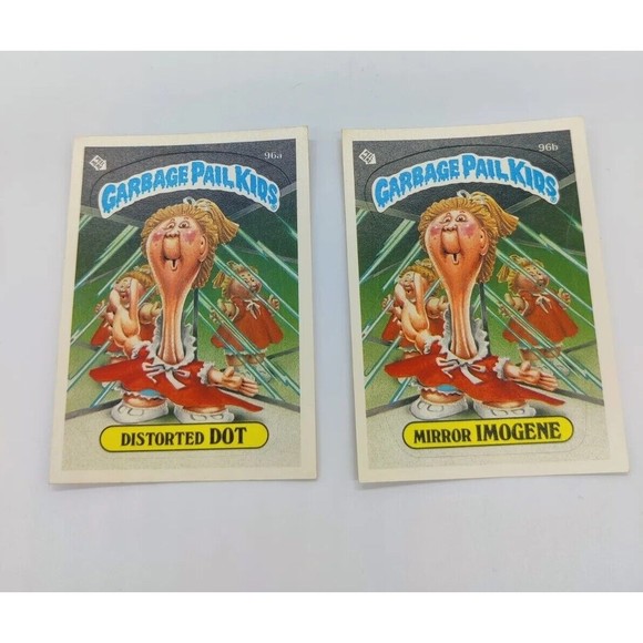 1986 Topps Garbage Pail Kids GPK Distorted Dot & Mirror Imogene 96a & 96b Set - Picture 2 of 4